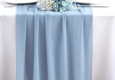 29" X 120" DUSTY BLUE CHIFFON TABLE RUNNER M44