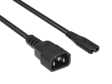2ft IEC320 C14 to C7 Extension Power Cord 18AWG SPT-2 10A/125V, Black