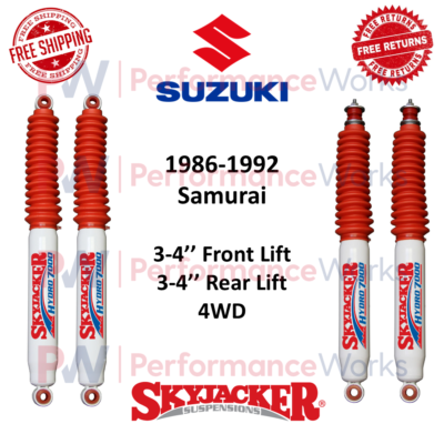 #ad Skyjacker Hydro Shock Set 3 4quot; Front amp; Rear Lift For 1986 92 Suzuki Samurai 4WD $209.90