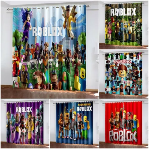 3D Roblox Print Pair Thick Blackout Window Curtain Thermal Ring Top Eyelet Gift - Picture 3 of 44