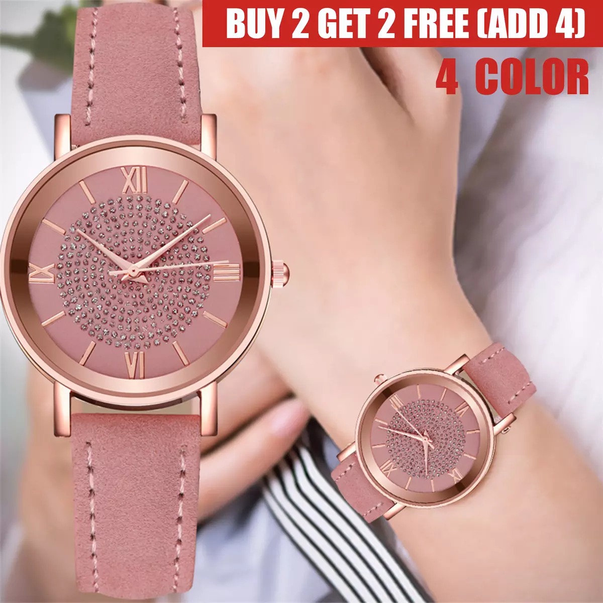 Ladies wrist watch with cheap leather belt