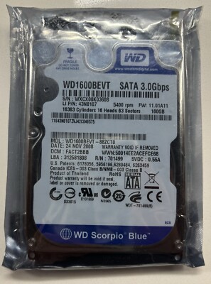 WD 1600BEVT Scorpio Blue SATA 3.0Gbps Hard Disk Drive 