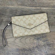 Coach Travel Envelope Wallet In Signature Canvas C1962 | Light Khaki — New