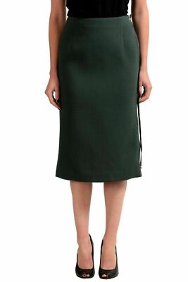 Maison Margiela Women's Wool Green Full Zip  Pencil Skirt US S IT 40