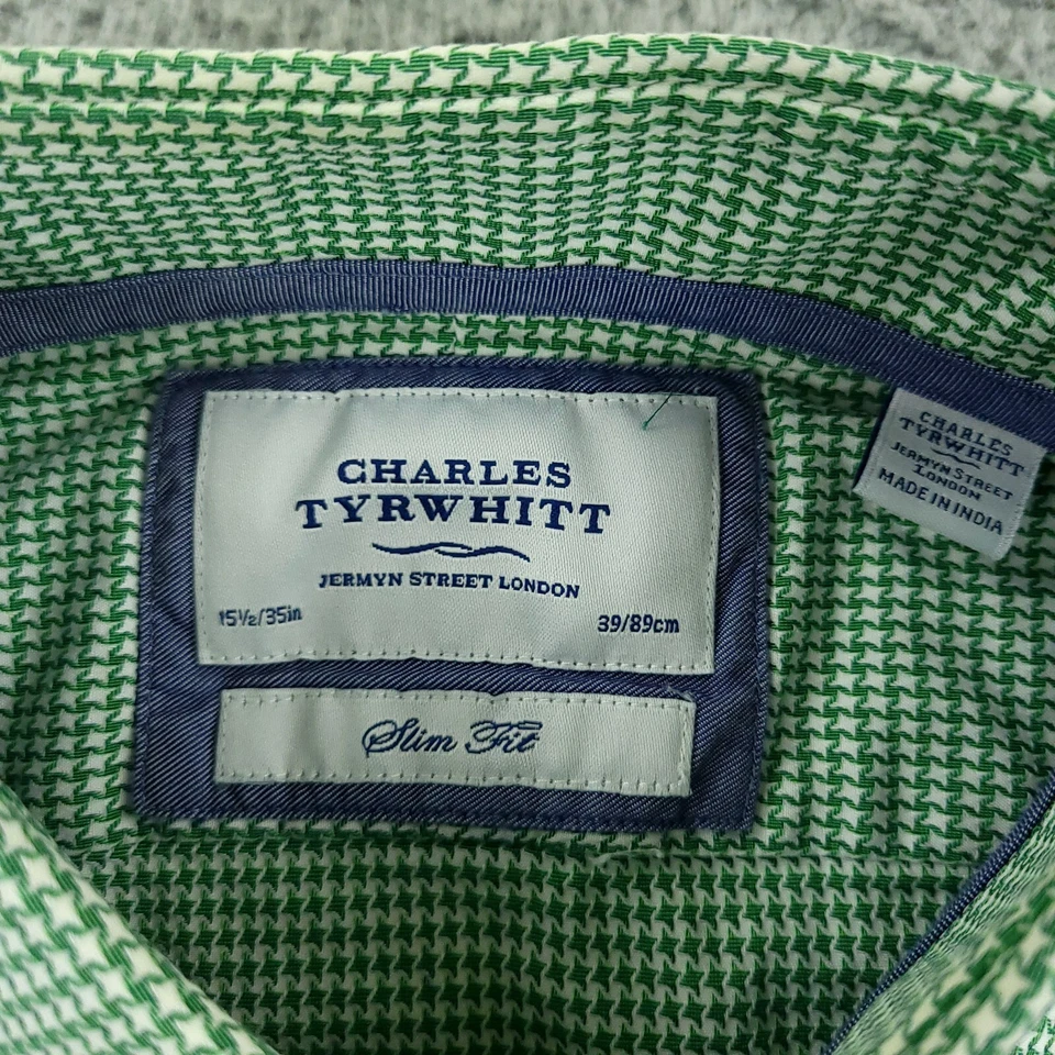 Camisa de Vestir Charles Tyrwhitt Para Hombres 15 1/2 Verde Calce Ajustado Negocios Informal Oficina Foto 4 de 4