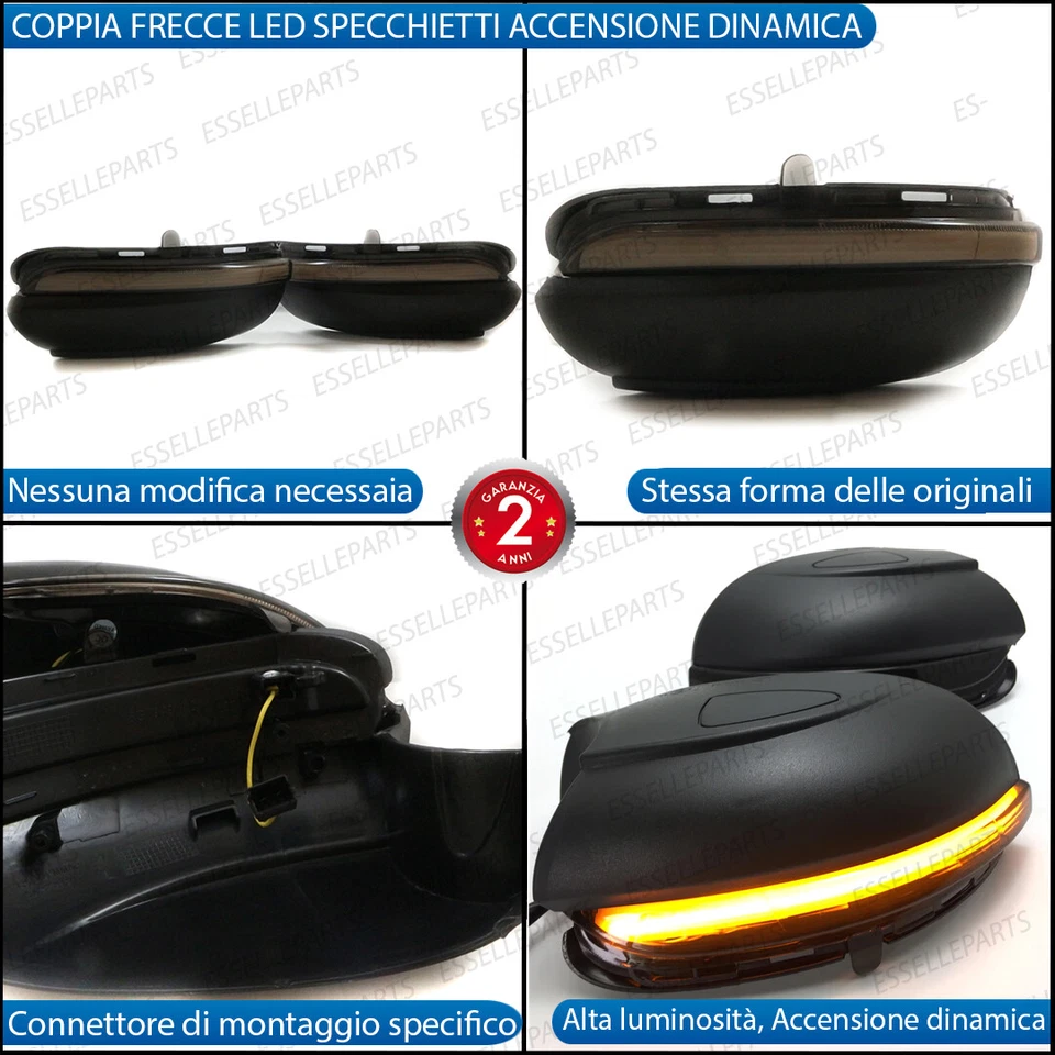 COPPIA FRECCE SPECCHIETTI LED DINAMICHE PROGRESSIVE SEQUENZIALI VW GOLF 6 VI - Immagine 2 di 4