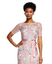 Adrianna Papell Brocade Mauve Floral Belted Long Dress   Sz 6  $307   *486C 