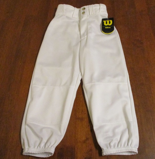 WILSON Unisex Baseball Pants Size Youth XS White Elastic Waist/Front