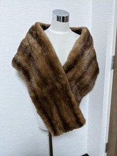Real Mink Fur Shawl Stole Demi Buff Brown Free Size Stylish Accessory