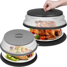 12"&10" Microwave food Cover and Mat,Large Vented Collapsible Splatter Guard ...