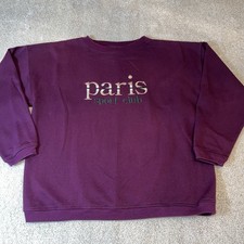 Vintage Paris Sport Club Burgundy Purple Sweatshirt Small