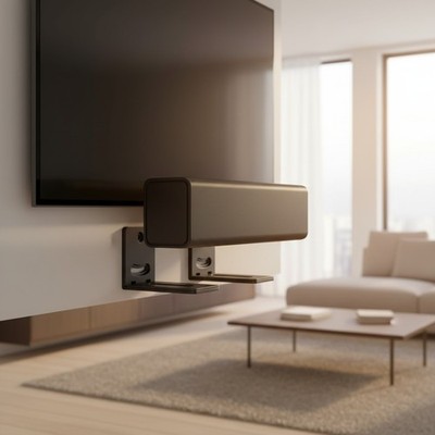 Effortless Soundbar Mount for Wall - Supports 30 lbs, Stylish Black Design