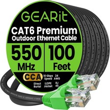 GEARit Cat6 Ethernet Cable 100ft 10Gbps Outdoor Direct Burial