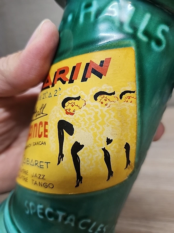 1949 CERAMIC ROYALE FRANOR кабаре музыкальный Мулен Руж MORRIS колонка бутылка - Изображение 4 из 4