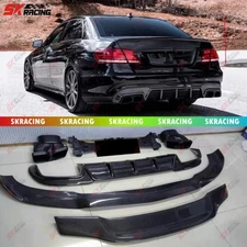 Front Rear Bumper Lip Spoiler Kits Fits Benz E63 AMG W212 2014-2016 Carbon Fiber
