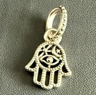 Pandora ALE S925 Silver Hamsa Hand Evil Eye Dangle Charm Pendant 1.15g