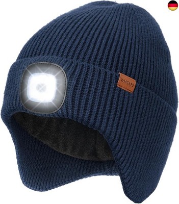 Wmcaps Mütze mit LED Licht und Ohrenklappen, Type-C Beleuchtete Wintermütze H
