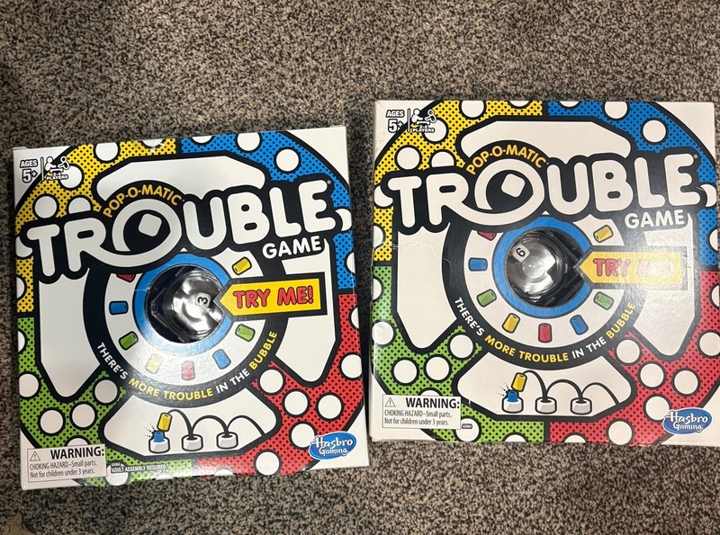 Lot Of 2 Package Damaged  Trouble Board Game,Classic Pop-O-Matic Hasbro