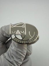 Curled Up Sleeping Gray Cat Enamel Lapel Pin