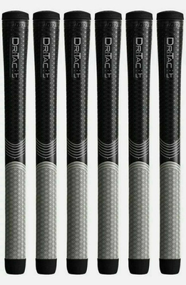 #ad SET OF 6 13 Midsize Winn Dri Tac LT Less Taper Black Gray Golf Grip $59.95