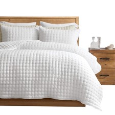 WDCOZY Quilt Set Twin White Geometric With Pillow Shams Bedding Bedspread New