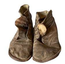 Pair of Leather Antique Baby Toddler Shoes Booties Vintage Original