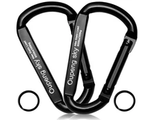 2 pcs 3” Black Iron Heavy Duty Carabiner Clip Key Ring for Outdoor Up To 855 Lbs