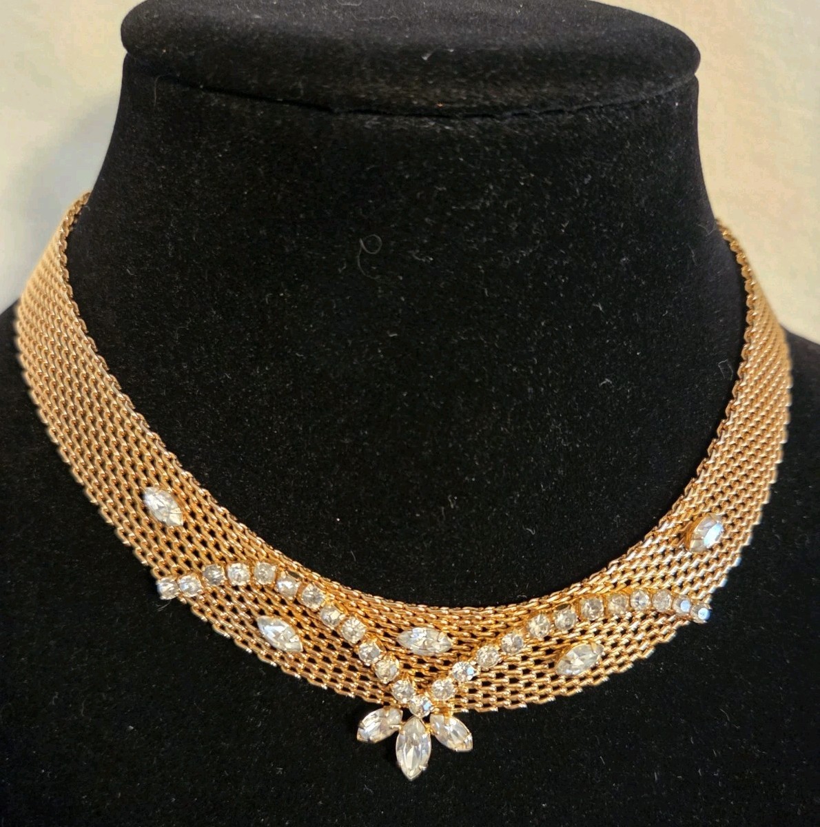 Julio Designer Mesh Choker with Rhinestone Crystals