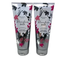 Bath & Body Works BONFIRE BASH Shea Body Cream Lotion 8 oz. each LOT of 2