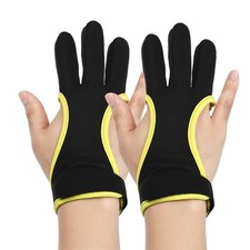2Pack Archery Gloves, Hunting Leather 3-Finger Protector Black Yellow, M 