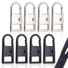 8pcs Detachable Zipper Pull Replacement Metal Tabs for Bags Jackets