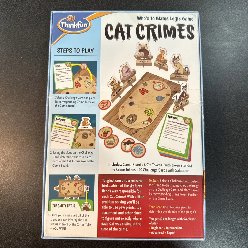 Juego de lógica Thinkfun Cat Crimes Who's to Blame Edad 8+ para un jugador completo Foto 2 de 2