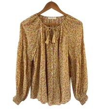 Spell & The Gypsy Rae Tunic Top Womens S Yellow Boho Peasant Indie Festival