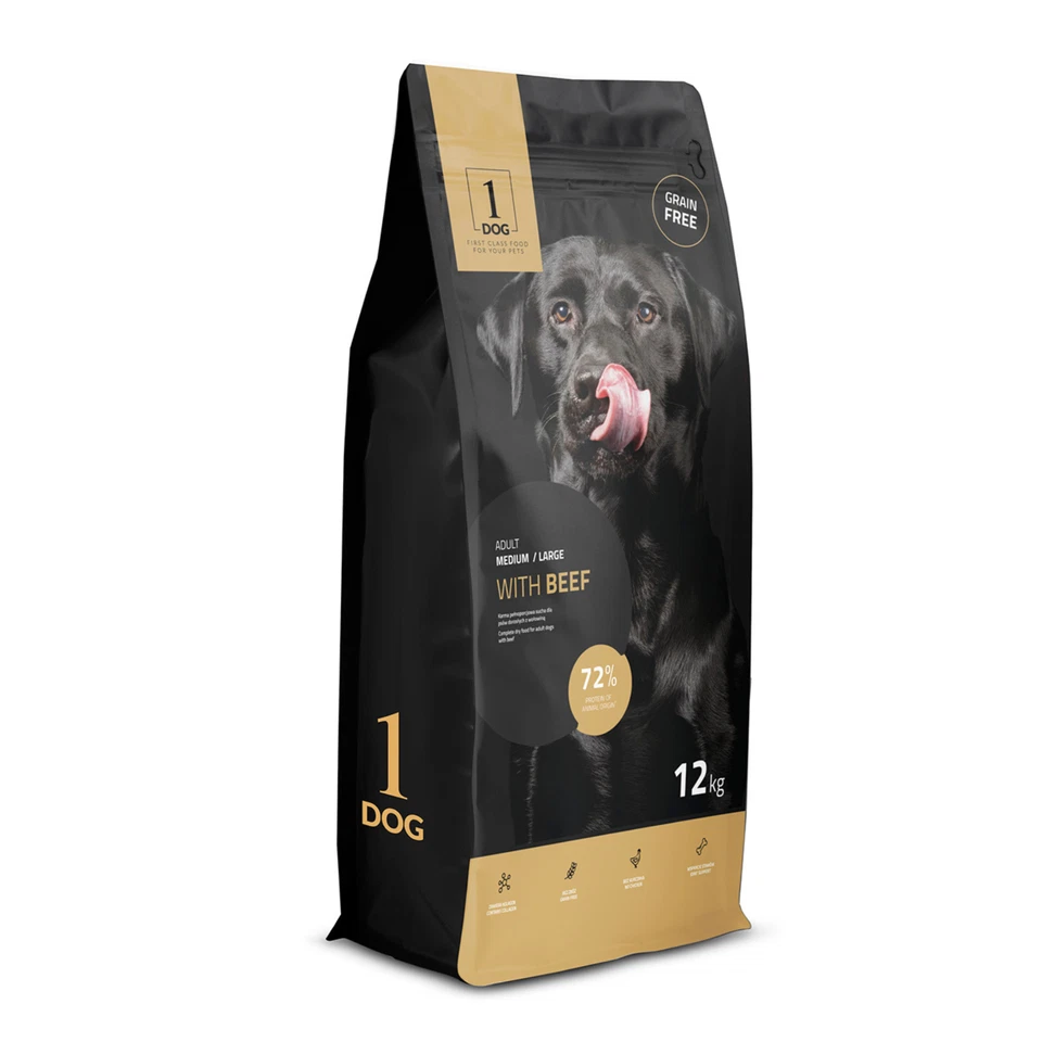 1DOG Trockenfutter für Hunde Hundefutter Getreidefrei Rind Glutenfrei  12kg - Bild 3 von 4