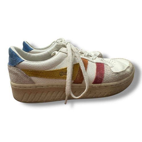 GOLA US Women Grandslam Trident White Multi Suede Court Sneakers Shoes Size 8 - Picture 2 of 9