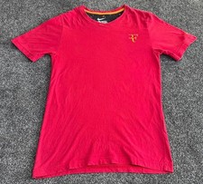 Mens Nike RF Roger Federer Red Regular Fit T-Shirt Roland Garros 2014 Size Small