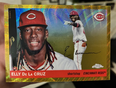 2025 Topps Chrome Platinum Elly De La Cruz Gold Wave Refractor #39/50 Reds