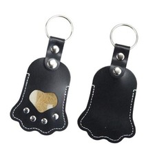 Pet Paw Shaped Leather Keychain, Cat Paw Keychain, Cat Shaped Leather Black