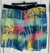 Hurley Men's Board Shorts Sz 40 Floral Neon Tropical Swim Trunks Surf Inseam 8"