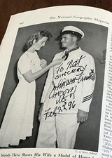 NAT GEO MAGAZINE October 1943 SIGNED BY WWII JOHN W. FINN Medal Of Honor No Map
