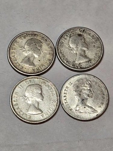 Canadian 80% Silver Dime Coin Lot Of 4