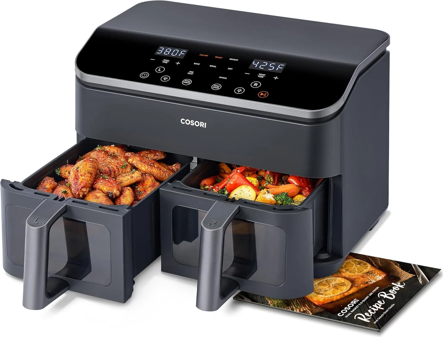 New COSORI 9Qt 10-in-1 Dual Basket Air Fryer 4.5qt per Side Dishwasher Safe
Opens in a new window or