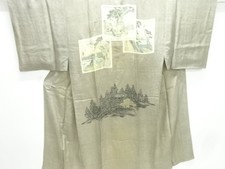 7649978: JAPANESE KIMONO / ANTIQUE MENS JUBAN / SILK / 53 STATIONS OF THE TOKAID