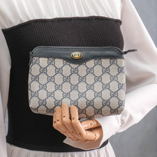 Vintage GUCCI Pouch Bag Purse GG Navy