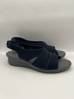 Clarks Caddell Jena Wedge Blue Sandals Women Size 10