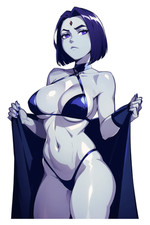 3563 Raven Sticker, Made In USA, Laminated, Waifu, Sexy, Busty, Curvy