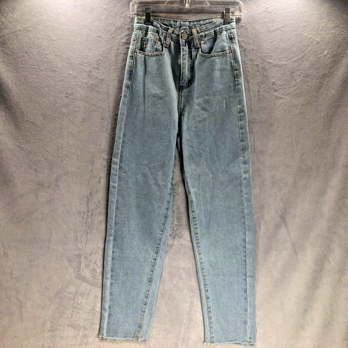 Shein Jeans Womens XXS High Rise Raw Hem Light Denim