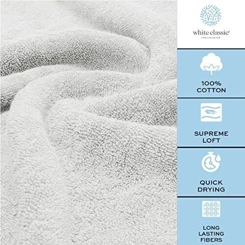 Toallas de baño de lujo extra grandes | 35x70 pulgadas | Paquete de 2, plateadas altamente absorbentes Foto 3 de 4