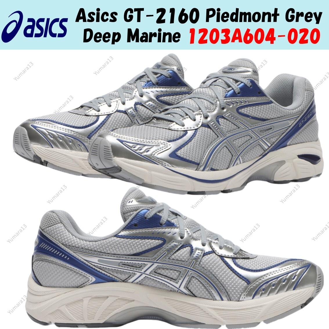 Asics GT-2160 Piedmont Grey Deep Marine 1203A604-020 Men's Size | eBay