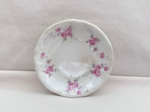 Antique Pink Floral Butter Pat Shabby Chic Ring Dish Trinket Plate